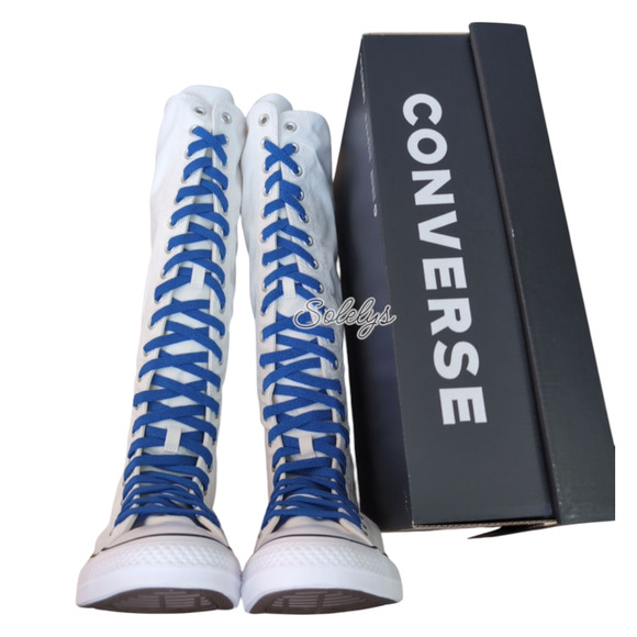 Converse CTAS XXHI Womens 8 White Blue Black Canvas Knee High Sneaker Boot NEW - Picture 9 of 10